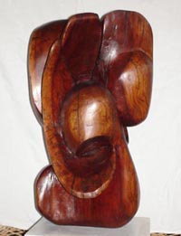 Hand chiseled hardwood sculpture by Jack A Stewart, Barnet, Vermont